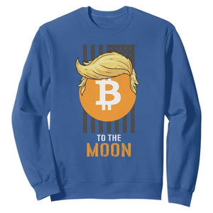 Funny Trump Crypto Investing Sweatshirt To The Moon Bitcoin Hodler American Flag TS02 Royal Blue Print Your Wear