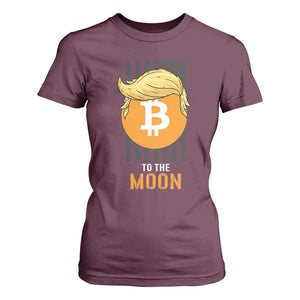 Funny Trump Crypto Investing T Shirt For Women To The Moon Bitcoin Hodler American Flag TS02 Maroon Print Your Wear