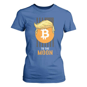 Funny Trump Crypto Investing T Shirt For Women To The Moon Bitcoin Hodler American Flag TS02 Royal Blue Print Your Wear