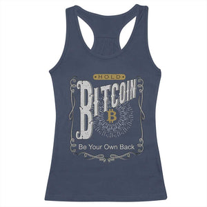 Funny Crypto Investing Racerback Tank Top Vintage Bitcoin HODL Be Your Own Bank Cryptocurrency TS02 Navy Print Your Wear