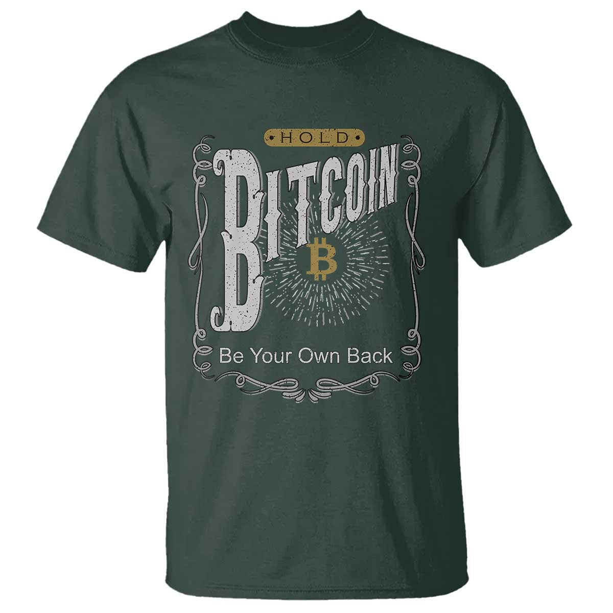 Funny Crypto Investing T Shirt - Vintage Bitcoin HODL Be Your Own Bank Cryptocurrency Tee TS02 Dark Forest Green Print Your Wear