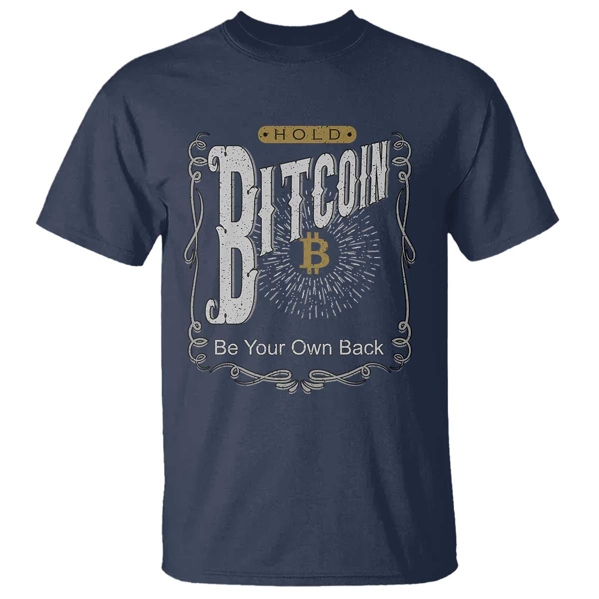 Funny Crypto Investing T Shirt - Vintage Bitcoin HODL Be Your Own Bank Cryptocurrency Tee TS02 Navy Print Your Wear