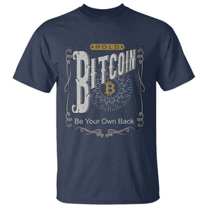 Funny Crypto Investing T Shirt - Vintage Bitcoin HODL Be Your Own Bank Cryptocurrency Tee TS02 Navy Print Your Wear