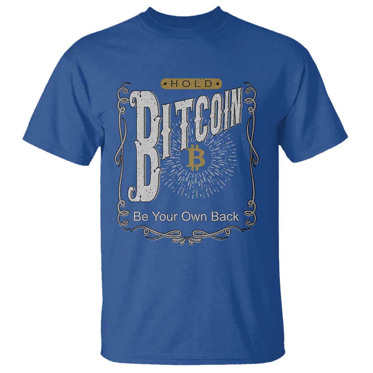 Funny Crypto Investing T Shirt - Vintage Bitcoin HODL Be Your Own Bank Cryptocurrency Tee TS02 Royal Blue Print Your Wear