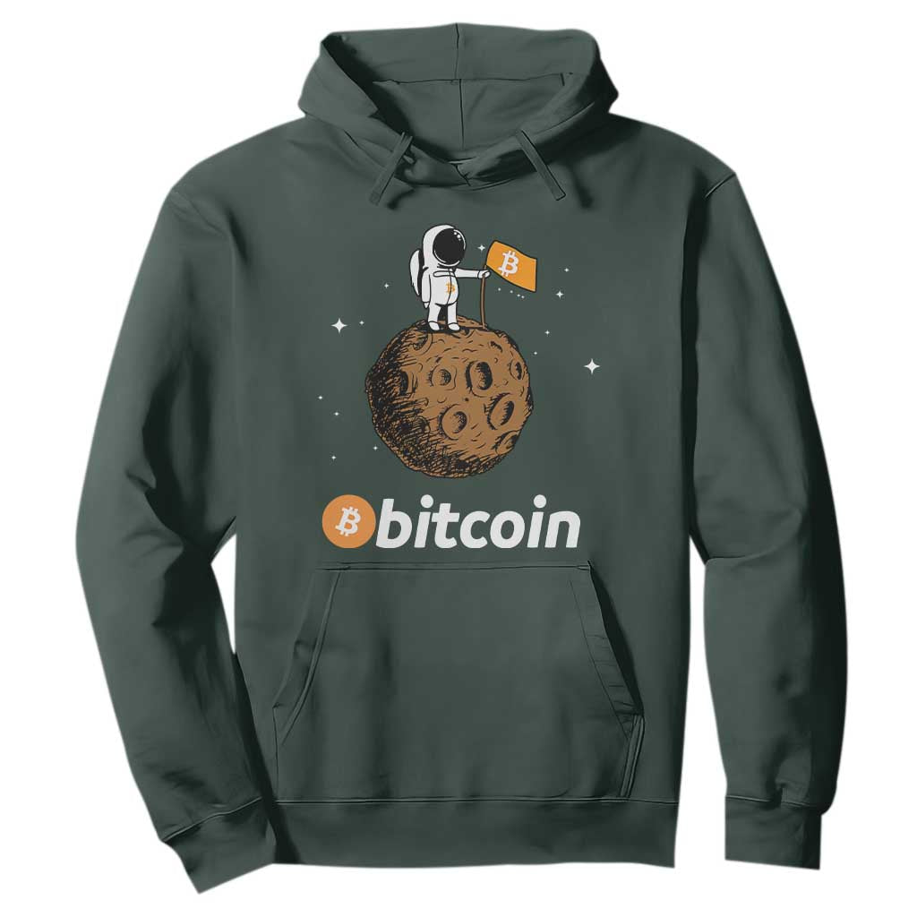 Funny Crypto Investing Hoodie Bitcoin BTC Crypto to the Moon Graphic Featuring Astronaut TS02 Dark Forest Green Print Your Wear
