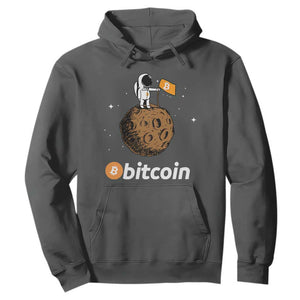 Funny Crypto Investing Hoodie Bitcoin BTC Crypto to the Moon Graphic Featuring Astronaut TS02 Dark Heather Print Your Wear