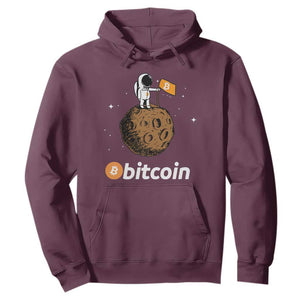 Funny Crypto Investing Hoodie Bitcoin BTC Crypto to the Moon Graphic Featuring Astronaut TS02 Maroon Print Your Wear