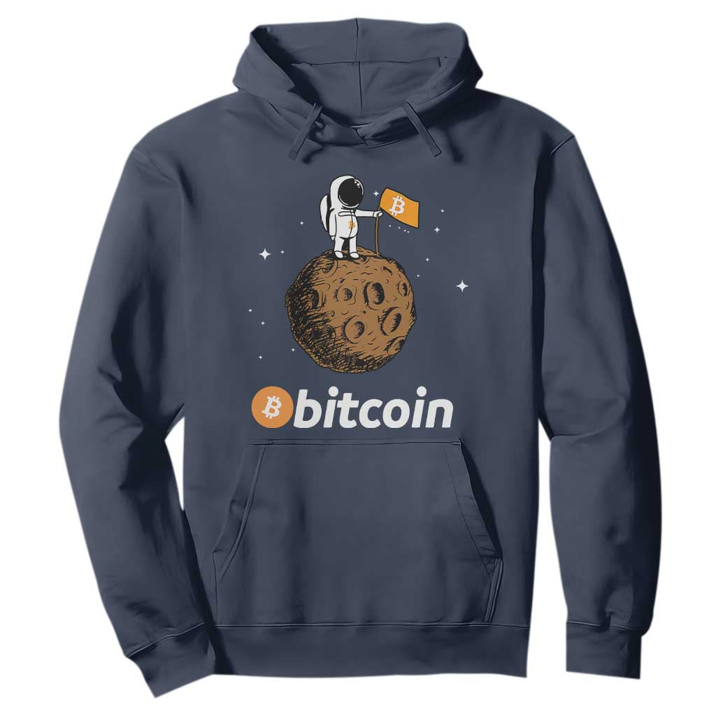 Funny Crypto Investing Hoodie Bitcoin BTC Crypto to the Moon Graphic Featuring Astronaut TS02 Navy Print Your Wear