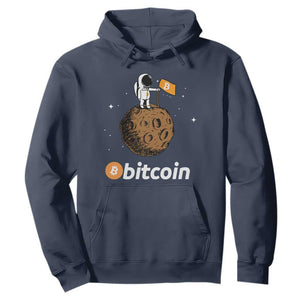 Funny Crypto Investing Hoodie Bitcoin BTC Crypto to the Moon Graphic Featuring Astronaut TS02 Navy Print Your Wear