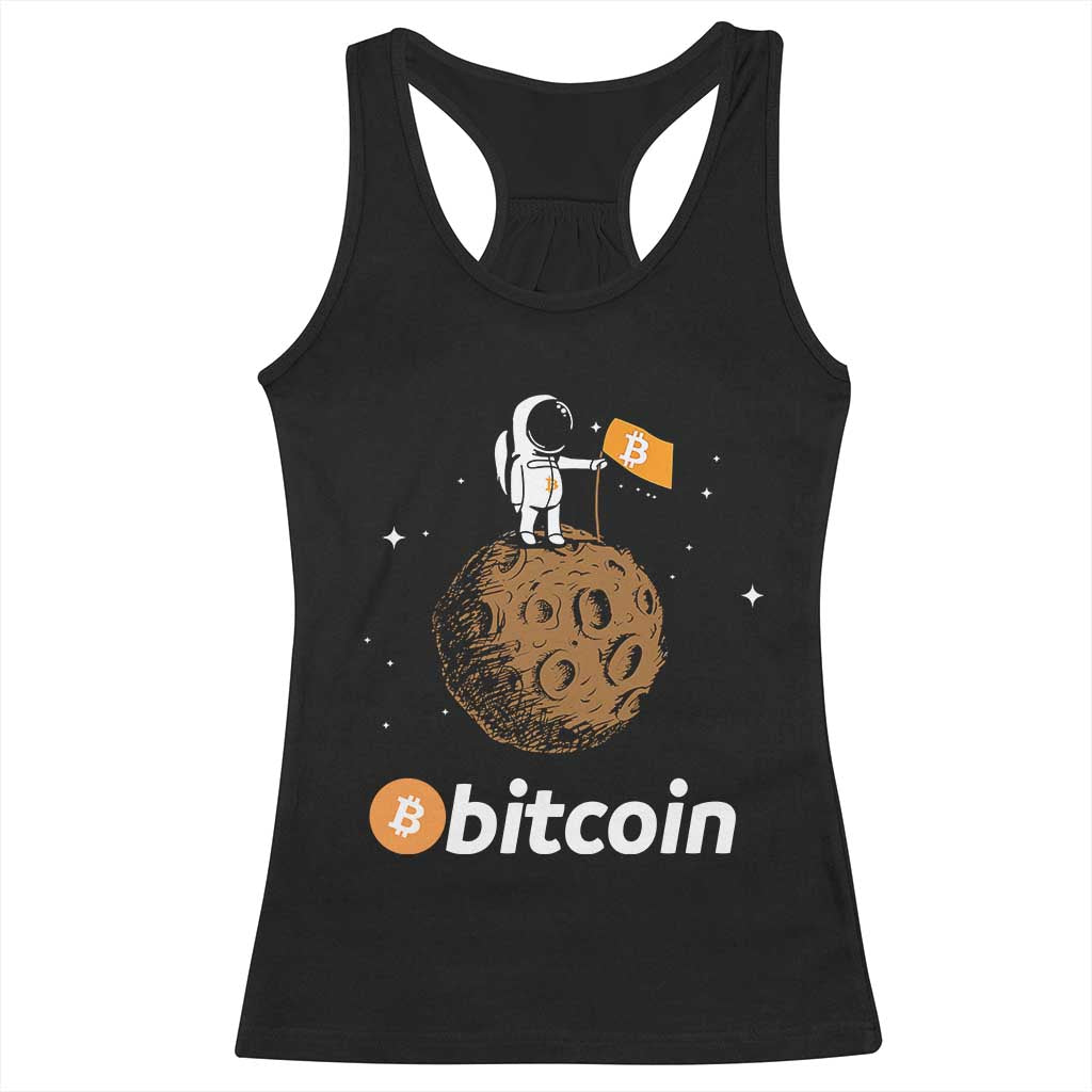Funny Crypto Investing Racerback Tank Top Bitcoin BTC Crypto to the Moon Graphic Featuring Astronaut TS02 Black Print Your Wear