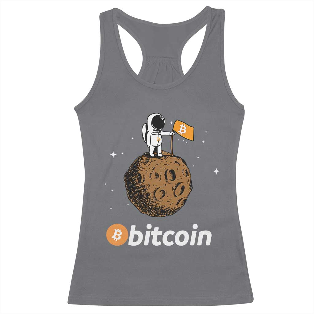 Funny Crypto Investing Racerback Tank Top Bitcoin BTC Crypto to the Moon Graphic Featuring Astronaut TS02 Charcoal Print Your Wear