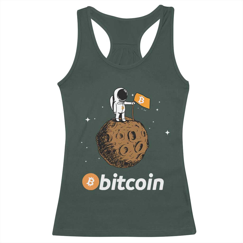 Funny Crypto Investing Racerback Tank Top Bitcoin BTC Crypto to the Moon Graphic Featuring Astronaut TS02 Dark Forest Green Print Your Wear