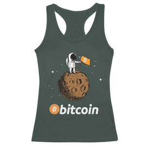 Funny Crypto Investing Racerback Tank Top Bitcoin BTC Crypto to the Moon Graphic Featuring Astronaut TS02 Dark Forest Green Print Your Wear