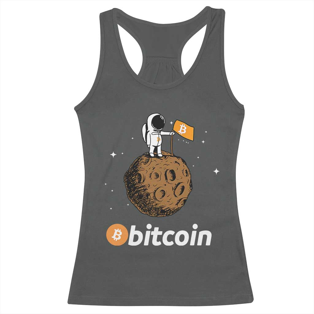 Funny Crypto Investing Racerback Tank Top Bitcoin BTC Crypto to the Moon Graphic Featuring Astronaut TS02 Dark Heather Print Your Wear