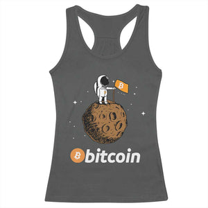Funny Crypto Investing Racerback Tank Top Bitcoin BTC Crypto to the Moon Graphic Featuring Astronaut TS02 Dark Heather Print Your Wear