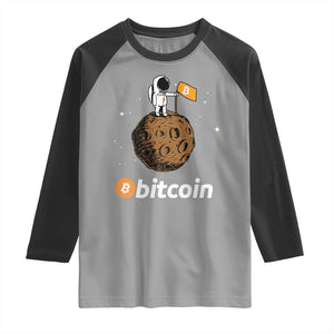 Funny Crypto Investing Raglan Shirt Bitcoin BTC Crypto to the Moon Graphic Featuring Astronaut TS02 Sport Gray Black Print Your Wear