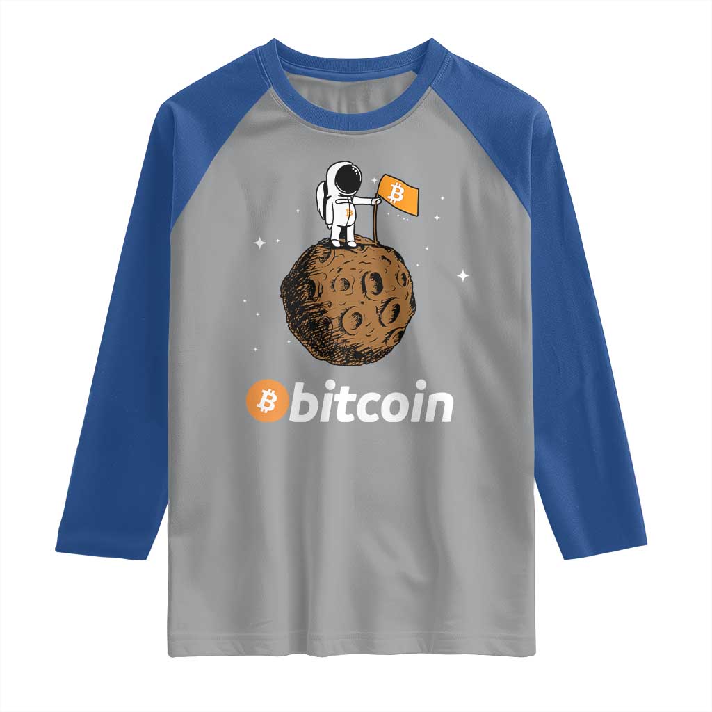 Funny Crypto Investing Raglan Shirt Bitcoin BTC Crypto to the Moon Graphic Featuring Astronaut TS02 Sport Gray Royal Print Your Wear