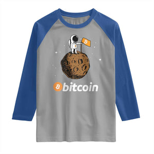 Funny Crypto Investing Raglan Shirt Bitcoin BTC Crypto to the Moon Graphic Featuring Astronaut TS02 Sport Gray Royal Print Your Wear