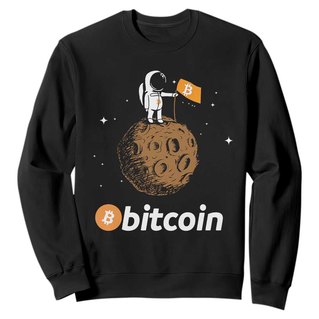 Funny Crypto Investing Sweatshirt Bitcoin BTC Crypto to the Moon Graphic Featuring Astronaut TS02 Black Print Your Wear