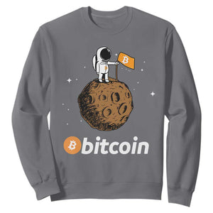 Funny Crypto Investing Sweatshirt Bitcoin BTC Crypto to the Moon Graphic Featuring Astronaut TS02 Charcoal Print Your Wear