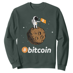 Funny Crypto Investing Sweatshirt Bitcoin BTC Crypto to the Moon Graphic Featuring Astronaut TS02 Dark Forest Green Print Your Wear