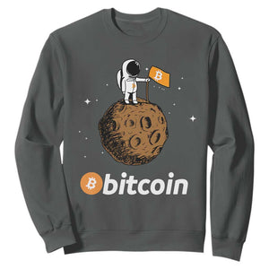 Funny Crypto Investing Sweatshirt Bitcoin BTC Crypto to the Moon Graphic Featuring Astronaut TS02 Dark Heather Print Your Wear
