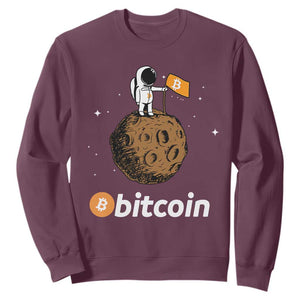 Funny Crypto Investing Sweatshirt Bitcoin BTC Crypto to the Moon Graphic Featuring Astronaut TS02 Maroon Print Your Wear