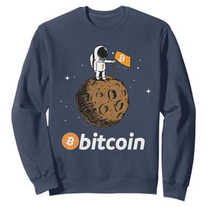 Funny Crypto Investing Sweatshirt Bitcoin BTC Crypto to the Moon Graphic Featuring Astronaut TS02 Navy Print Your Wear