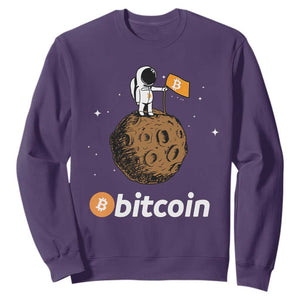 Funny Crypto Investing Sweatshirt Bitcoin BTC Crypto to the Moon Graphic Featuring Astronaut TS02 Purple Print Your Wear