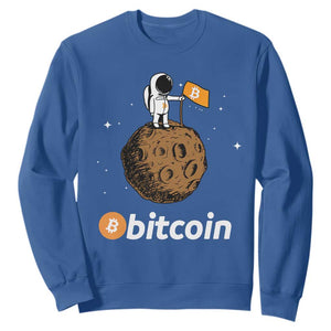 Funny Crypto Investing Sweatshirt Bitcoin BTC Crypto to the Moon Graphic Featuring Astronaut TS02 Royal Blue Print Your Wear