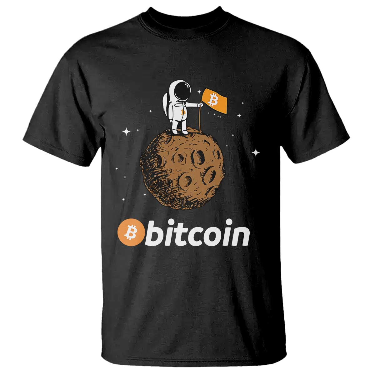 Funny Crypto Investing T Shirt Bitcoin BTC Crypto to the Moon Graphic Featuring Astronaut TS02 Black Print Your Wear