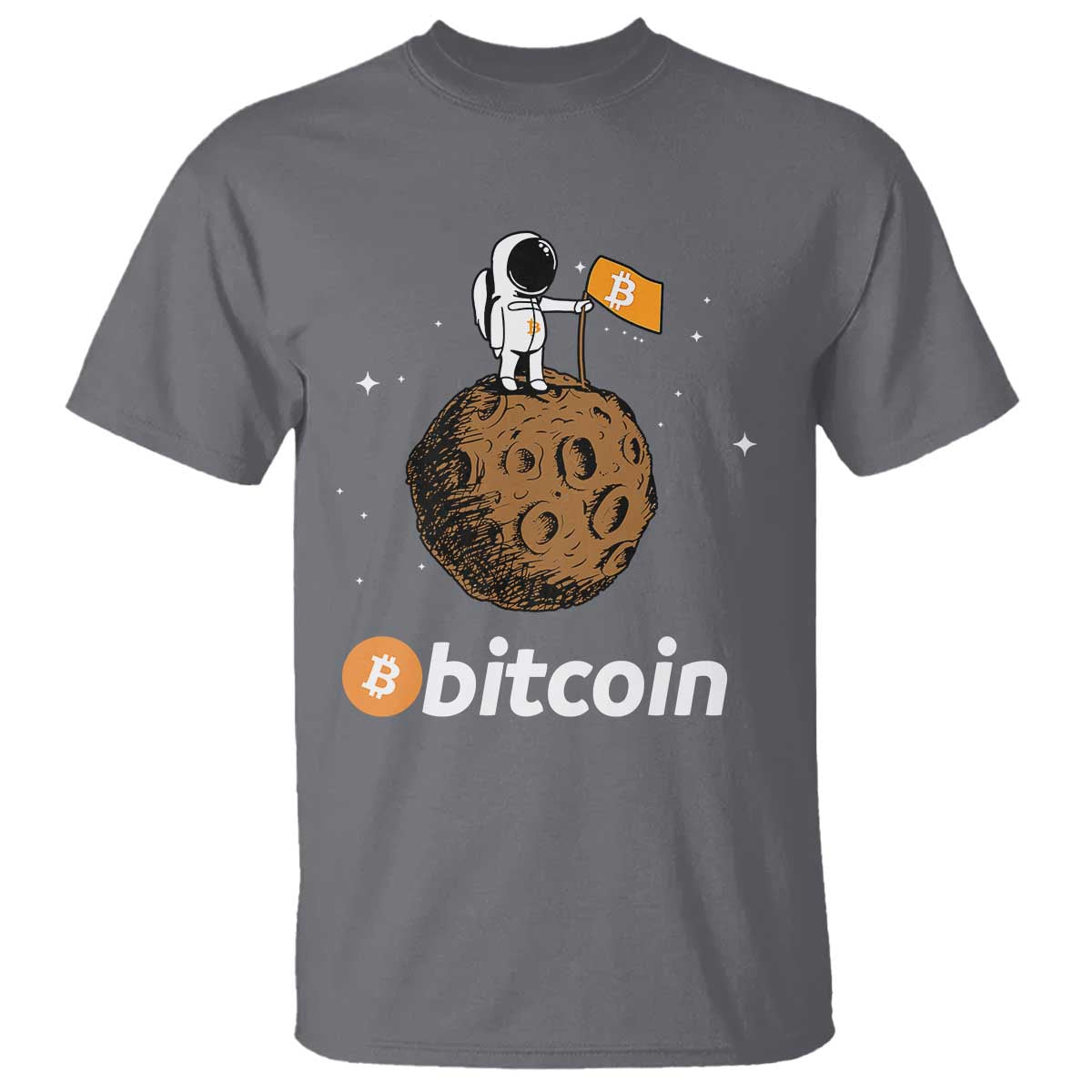 Funny Crypto Investing T Shirt - Bitcoin BTC Crypto To The Moon Astronaut Graphic Tee TS02 Charcoal Print Your Wear