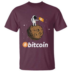 Funny Crypto Investing T Shirt Bitcoin BTC Crypto to the Moon Graphic Featuring Astronaut TS02 Maroon Print Your Wear