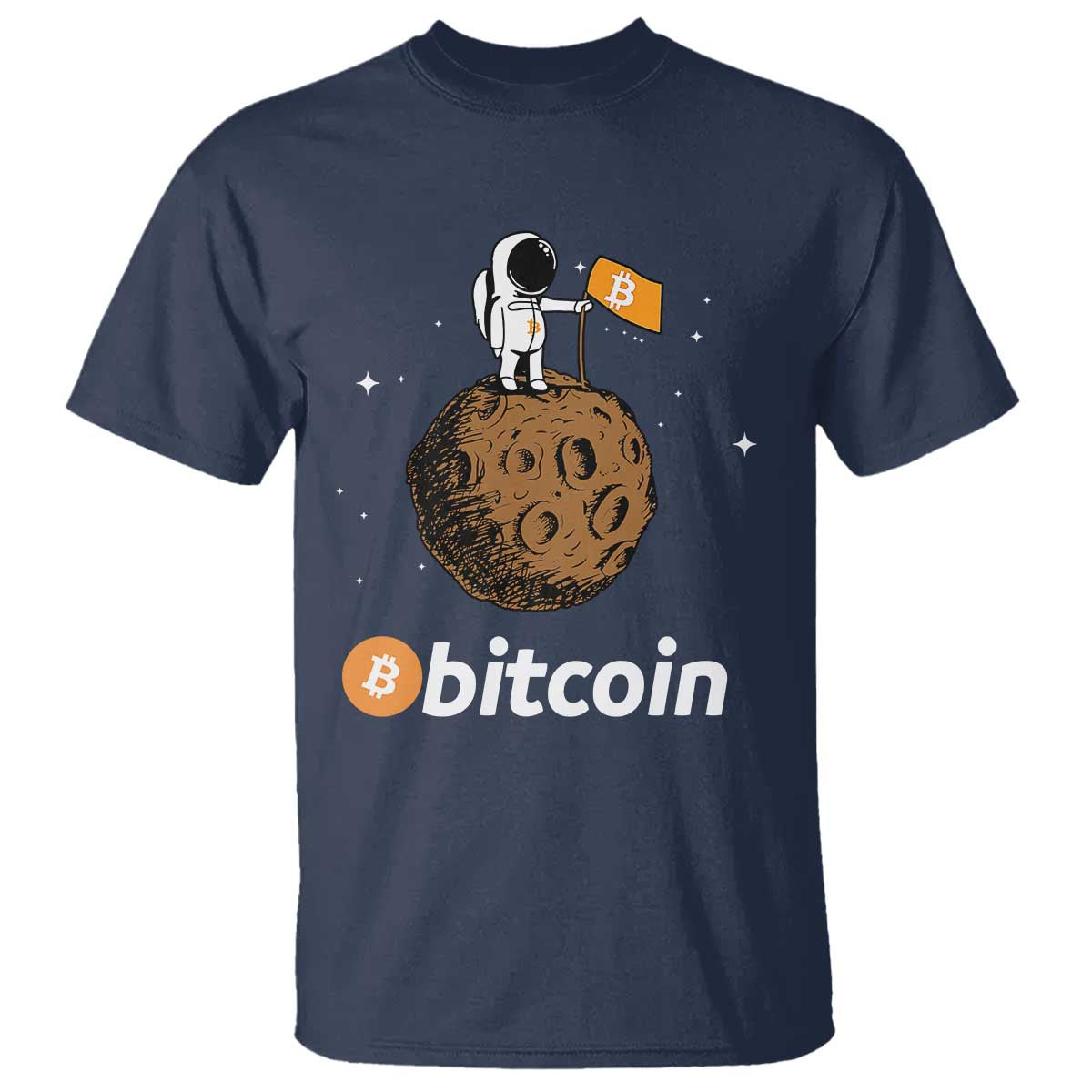 Funny Crypto Investing T Shirt - Bitcoin BTC Crypto To The Moon Astronaut Graphic Tee TS02 Navy Print Your Wear