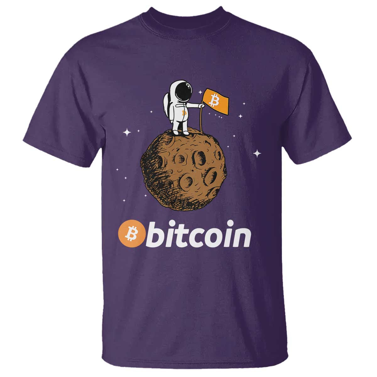 Funny Crypto Investing T Shirt - Bitcoin BTC Crypto To The Moon Astronaut Graphic Tee TS02 Purple Print Your Wear