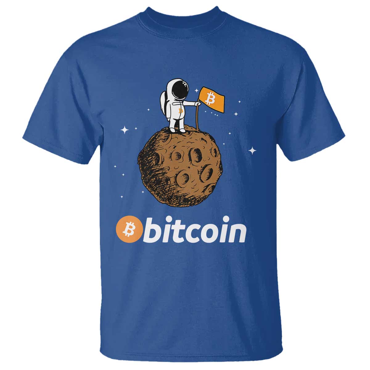 Funny Crypto Investing T Shirt - Bitcoin BTC Crypto To The Moon Astronaut Graphic Tee TS02 Royal Blue Print Your Wear