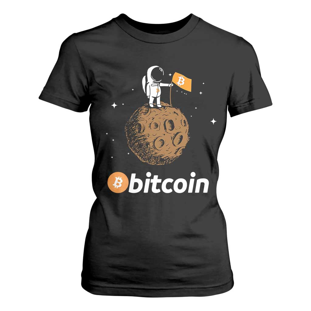 Funny Crypto Investing T Shirt For Women Bitcoin BTC Crypto to the Moon Graphic Featuring Astronaut TS02 Black Print Your Wear