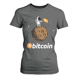 Funny Crypto Investing T Shirt For Women Bitcoin BTC Crypto to the Moon Graphic Featuring Astronaut TS02 Dark Heather Print Your Wear