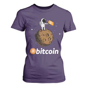 Funny Crypto Investing T Shirt For Women Bitcoin BTC Crypto to the Moon Graphic Featuring Astronaut TS02 Purple Print Your Wear