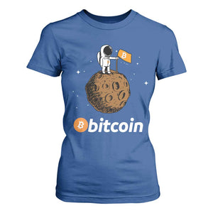 Funny Crypto Investing T Shirt For Women Bitcoin BTC Crypto to the Moon Graphic Featuring Astronaut TS02 Royal Blue Print Your Wear