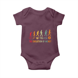 Funny Crypto Investing Baby Onesie The Evolution Of Money Bitcoin BTC Cryptocurrency TS02 Maroon Print Your Wear