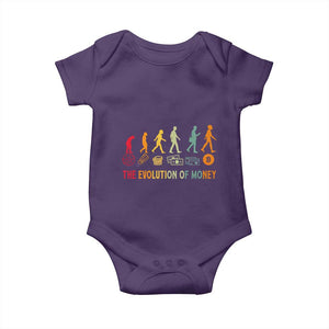 Funny Crypto Investing Baby Onesie The Evolution Of Money Bitcoin BTC Cryptocurrency TS02 Purple Print Your Wear