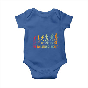 Funny Crypto Investing Baby Onesie The Evolution Of Money Bitcoin BTC Cryptocurrency TS02 Royal Blue Print Your Wear