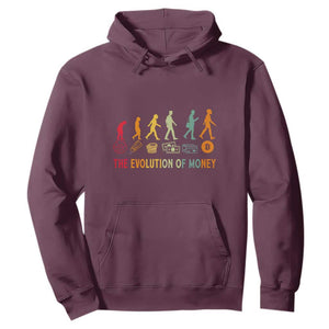 Funny Crypto Investing Hoodie The Evolution Of Money Bitcoin BTC Cryptocurrency TS02 Maroon Print Your Wear