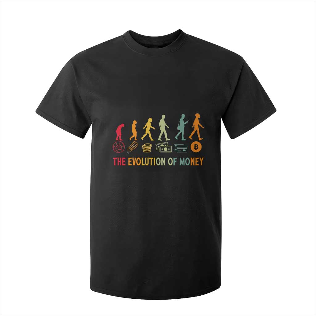 Funny Crypto Investing T Shirt For Kid The Evolution Of Money Bitcoin BTC Cryptocurrency TS02 Black Print Your Wear