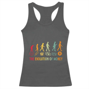 Funny Crypto Investing Racerback Tank Top The Evolution Of Money Bitcoin BTC Cryptocurrency TS02 Dark Heather Print Your Wear
