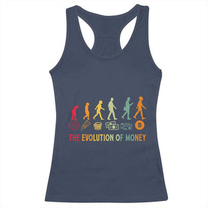 Funny Crypto Investing Racerback Tank Top The Evolution Of Money Bitcoin BTC Cryptocurrency TS02 Navy Print Your Wear