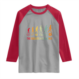 Funny Crypto Investing Raglan Shirt The Evolution Of Money Bitcoin BTC Cryptocurrency TS02 Sport Gray Red Print Your Wear