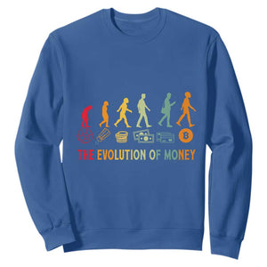 Funny Crypto Investing Sweatshirt The Evolution Of Money Bitcoin BTC Cryptocurrency TS02 Royal Blue Print Your Wear