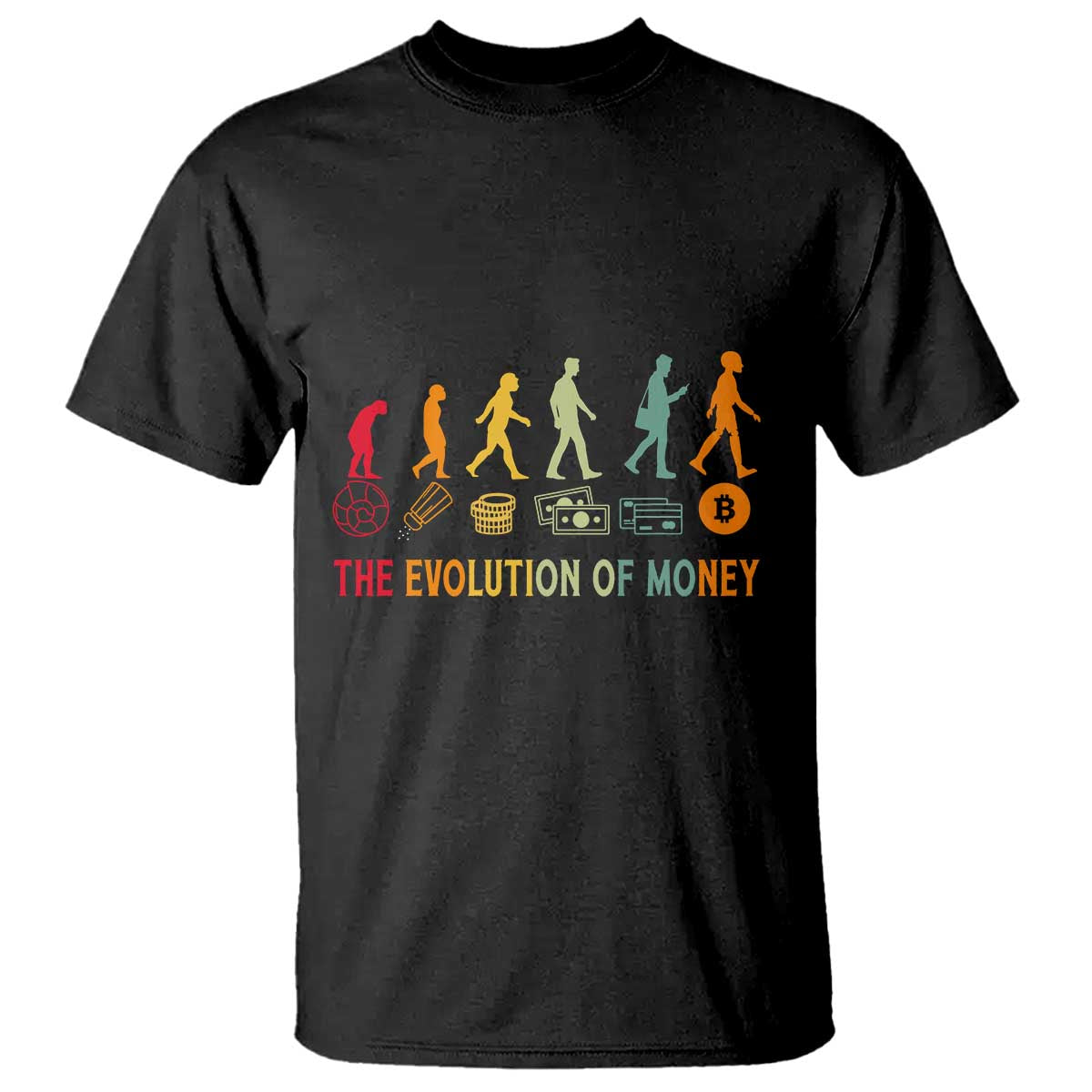 Funny Crypto Investing T Shirt The Evolution Of Money Bitcoin BTC Cryptocurrency TS02 Black Print Your Wear